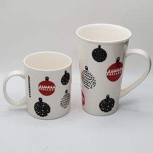 Starbucks holiday ornament coffee cup set 12 ounce and 17.6 ounce